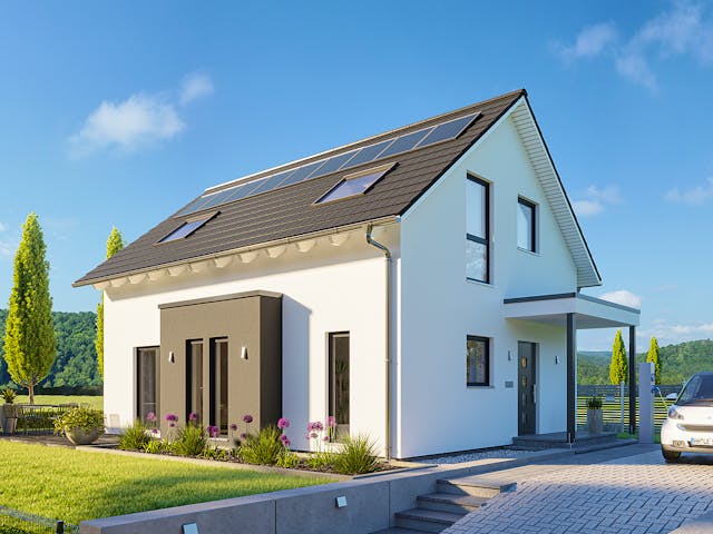 Fertighaus SmartSpace Einfamilienhäuser von SCHWABENHAUS Schlüsselfertig ab 295290€, Satteldach-Klassiker Außenansicht 1