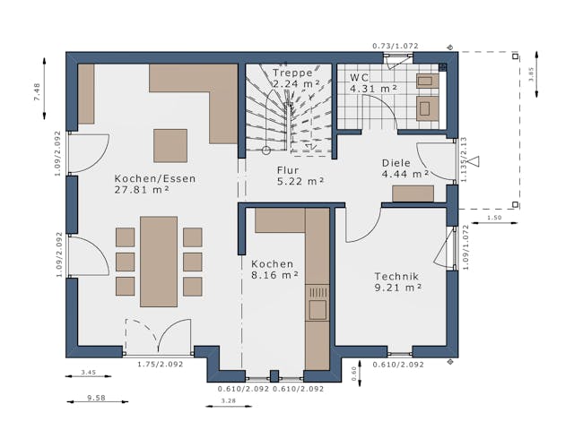 Fertighaus SmartSpace-E-120 E1 von SCHWABENHAUS Schlüsselfertig ab 337155€, Satteldach-Klassiker Grundriss 1