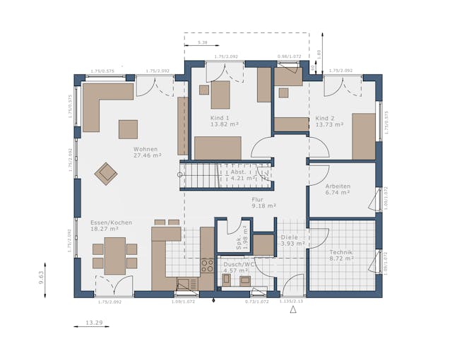Fertighaus Solitaire-B-110 E6 von SCHWABENHAUS Schlüsselfertig ab 347581€, Bungalow Grundriss 1