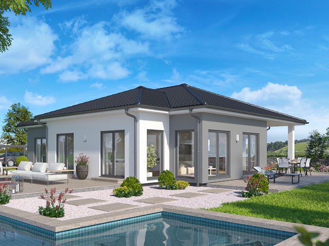 Fertighaus Solitaire Bungalows von SCHWABENHAUS Schlüsselfertig ab 342605€, Bungalow Außenansicht 1 Fertighaus Solitaire Bungalows von SCHWABENHAUS Schlüsselfertig ab 342605€, Bungalow Außenansicht 1