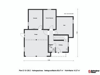 Fertighaus E 10-129.2 - Skandinavischer Bungalow von SchwörerHaus - Österreich Schlüsselfertig ab 400070€, Grundriss 2