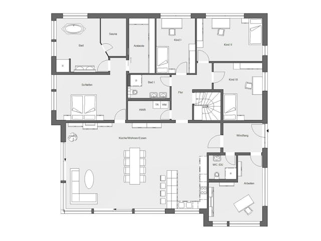 Fertighaus E 10-230.1 - Bungalow mit Dachterrasse von SchwörerHaus - Österreich Schlüsselfertig ab 715770€, Grundriss 1