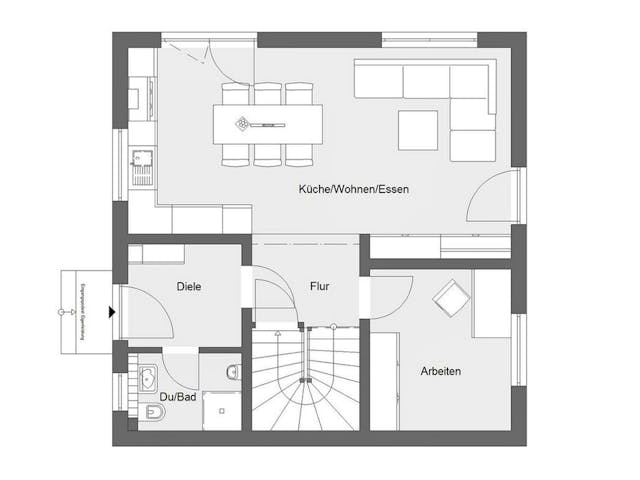 Fertighaus E 15-115.2 - Raumwunder von SchwörerHaus - Österreich Schlüsselfertig ab 281160€, Satteldach-Klassiker Grundriss 1