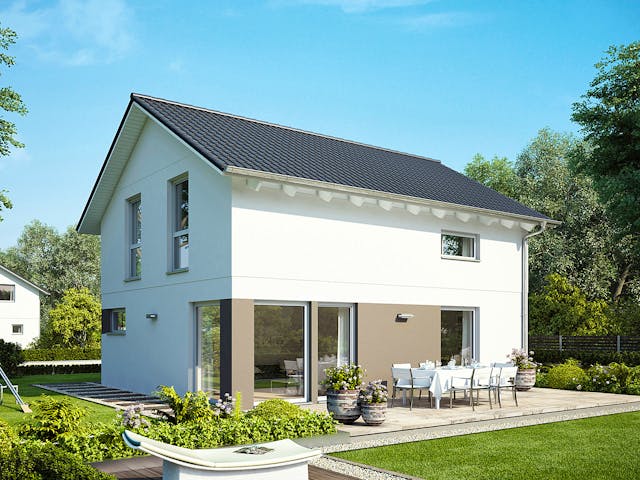 Fertighaus E 15-121.9 - Haus mit Satteldach von SchwörerHaus Schlüsselfertig ab 302494€, Satteldach-Klassiker Außenansicht 1