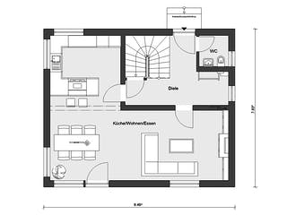 Fertighaus E 15-121.9 - Haus mit Satteldach von SchwörerHaus - Österreich Schlüsselfertig ab 287980€, Grundriss 1