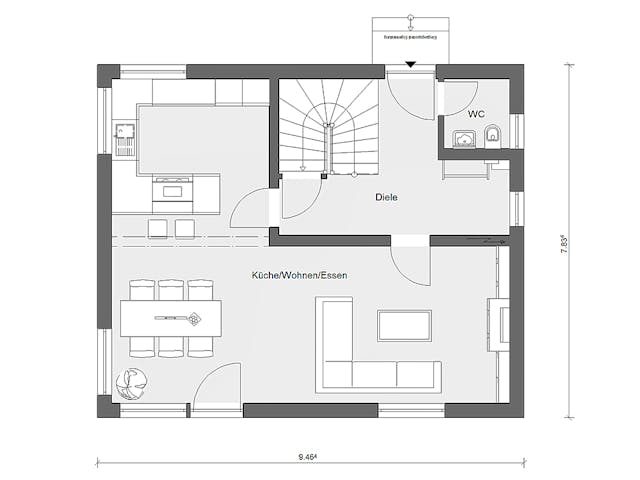 Fertighaus E 15-121.9 - Haus mit Satteldach von SchwörerHaus - Österreich Schlüsselfertig ab 287980€, Grundriss 1