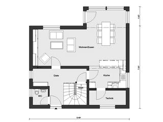 Fertighaus E 15-127.12 - Erker am Haus von SchwörerHaus - Österreich Schlüsselfertig ab 329010€, Grundriss 1