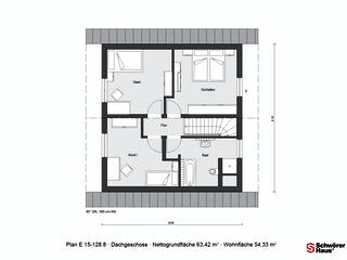 Fertighaus E 15-128.8 - Modernes Landhaus von SchwörerHaus - Österreich Schlüsselfertig ab 316470€, Grundriss 2