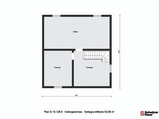 Fertighaus E 15-128.8 - Modernes Landhaus von SchwörerHaus - Österreich Schlüsselfertig ab 316470€, Grundriss 3
