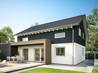 Fertighaus E 15-143.29 - Haus mit Vordach von SchwörerHaus Schlüsselfertig ab 384353€, Satteldach-Klassiker Außenansicht 1