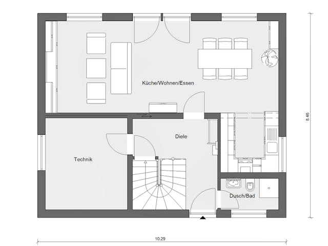 Fertighaus E 15-143.29 - Haus mit Vordach von SchwörerHaus - Österreich Schlüsselfertig ab 342540€, Grundriss 1