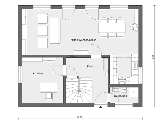 Fertighaus E 15-143.32 - Haus mit Flachdachgaube von SchwörerHaus - Österreich Schlüsselfertig ab 342540€, Grundriss 1