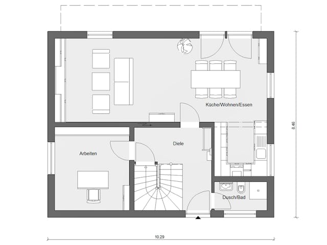 Fertighaus E 15-143.33 - Haus mit Pultdach von SchwörerHaus - Österreich Schlüsselfertig ab 389510€, Pultdachhaus Grundriss 1