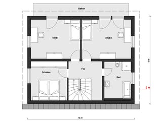 Fertighaus E 15-143.33 - Haus mit Pultdach von SchwörerHaus - Österreich Schlüsselfertig ab 389510€, Pultdachhaus Grundriss 2