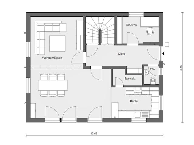 Fertighaus E 15-147.3 - Einfamilienhaus mit Terrasse von SchwörerHaus - Österreich Schlüsselfertig ab 352110€, Grundriss 1