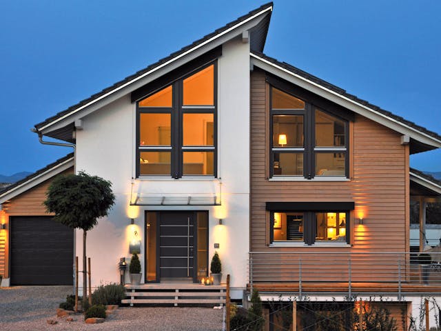 Fertighaus E 15-154.1 - Fertighaus mit Holz von SchwörerHaus - Österreich Schlüsselfertig ab 434390€, Außenansicht 1