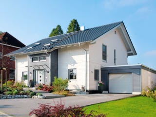 Fertighaus E 15-197.2 - Fertighaus mit Klinkerfassade von SchwörerHaus - Österreich, Außenansicht 2