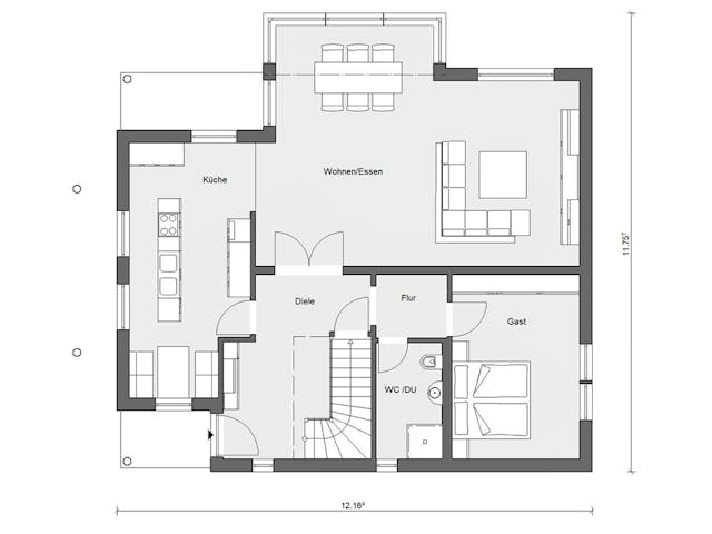 Fertighaus E 15-205.1 - Haus mit Wintergarten von SchwörerHaus - Österreich Schlüsselfertig ab 556490€, Grundriss 1