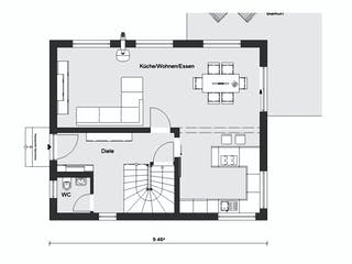 Fertighaus E 15-121.7 - Kundenhaus mit Eigenleistungen von SchwörerHaus - Österreich Schlüsselfertig ab 349470€, Grundriss 1