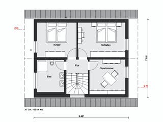Fertighaus E 15-121.7 - Kundenhaus mit Eigenleistungen von SchwörerHaus - Österreich Schlüsselfertig ab 349470€, Grundriss 2