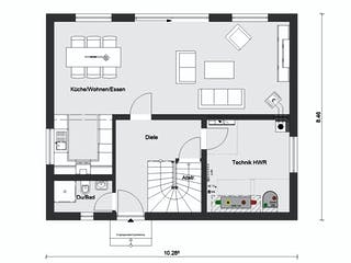 Fertighaus E 15-143.26 - Holz Fertighaus von SchwörerHaus Schlüsselfertig ab 353176€, Satteldach-Klassiker Grundriss 1