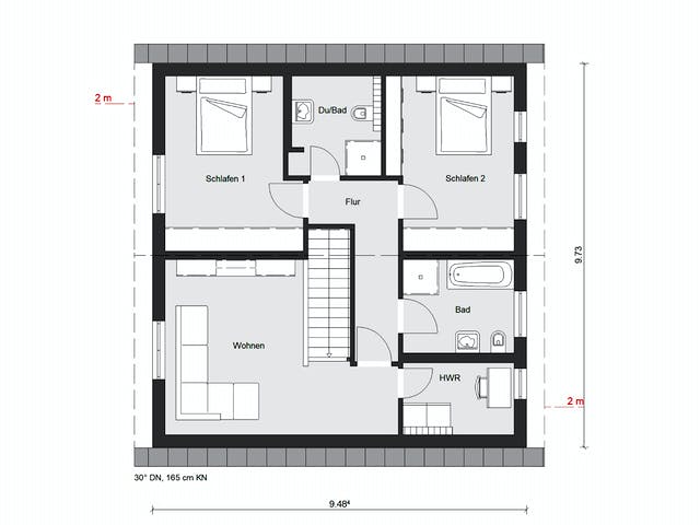 Fertighaus E15-150.5 - Im Bergischen Stil von SchwörerHaus Schlüsselfertig ab 381850€, Satteldach-Klassiker Grundriss 2