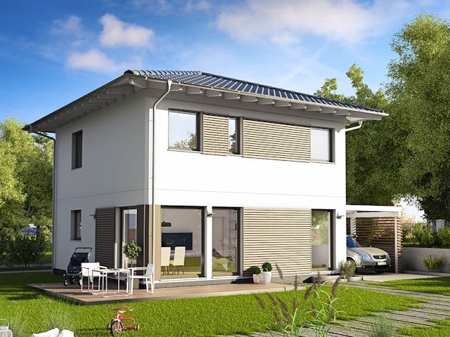 Fertighaus E 20-108.4 - Stadtvilla von SchwörerHaus Schlüsselfertig ab 313947€, Stadtvilla Außenansicht 1