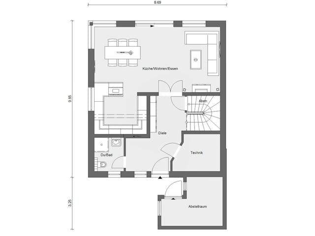 Fertighaus E 20-135.4 - Doppelhaus als Effizienzhaus 40 Plus von SchwörerHaus - Österreich, Grundriss 1