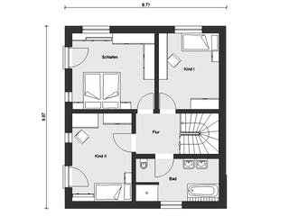Fertighaus E 20-135.4 - Doppelhaus als Effizienzhaus 40 Plus von SchwörerHaus - Österreich, Grundriss 2