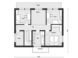 Fertighaus E 20-148.4 - Stadtvilla mit großem Balkon von SchwörerHaus - Österreich Schlüsselfertig ab 387420€, Grundriss 2