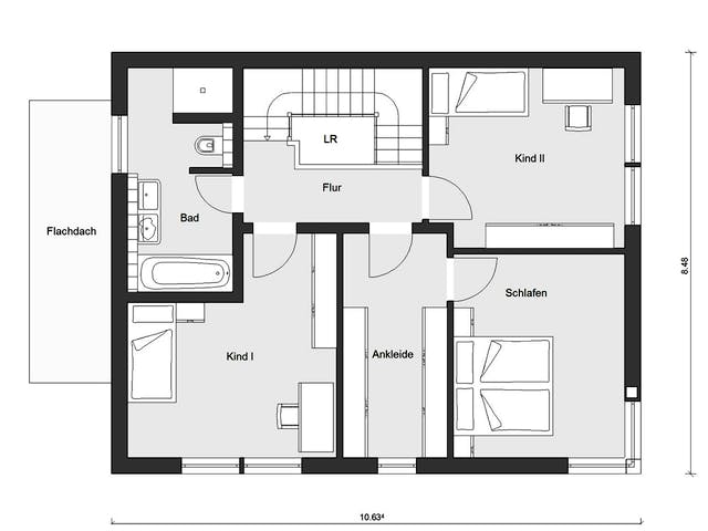 Fertighaus E 20-148.6 - Haus in rot von SchwörerHaus Schlüsselfertig ab 399224€, Satteldach-Klassiker Grundriss 2