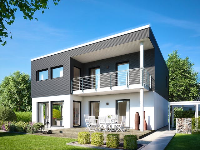 Fertighaus E 20-159.5 - Haus Kubus von SchwörerHaus Schlüsselfertig ab 471405€, Cubushaus Außenansicht 1
