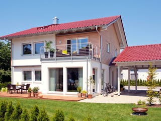 Fertighaus E 20-164.3 - Haus mit Erker-Balkon von SchwörerHaus - Österreich Schlüsselfertig ab 459030€, Außenansicht 2