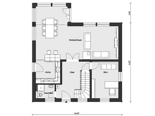 Fertighaus E 20-164.3 - Haus mit Erker-Balkon von SchwörerHaus - Österreich Schlüsselfertig ab 459030€, Grundriss 1