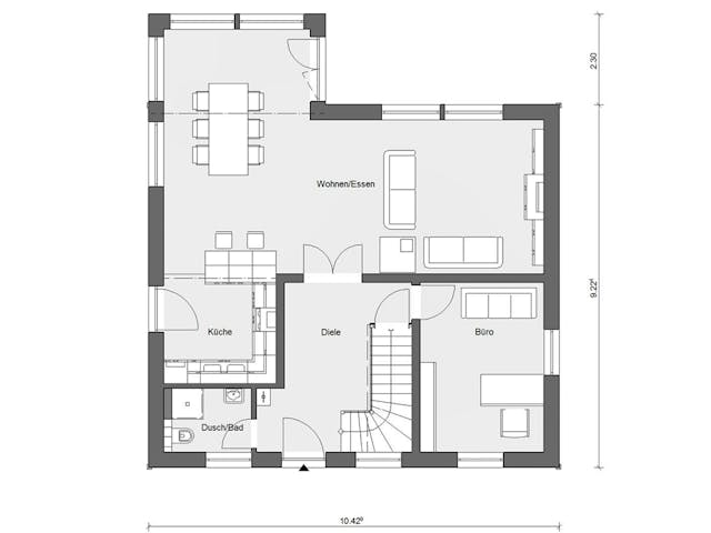 Fertighaus E 20-164.3 - Haus mit Erker-Balkon von SchwörerHaus - Österreich Schlüsselfertig ab 459030€, Grundriss 1