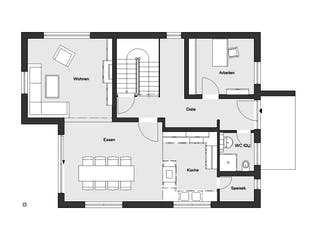 Fertighaus E 20-172.2 - Energieplus-Fertighaus von SchwörerHaus Schlüsselfertig ab 512364€, Satteldach-Klassiker Grundriss 1