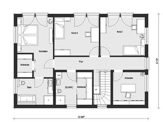 Fertighaus E 20-196.2 - Energiesparhaus von SchwörerHaus - Österreich Schlüsselfertig ab 586190€, Pultdachhaus Grundriss 2