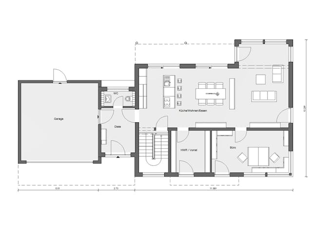 Fertighaus E 20-198.1 - Einfamilienhaus mit Z-Dach von SchwörerHaus - Österreich Schlüsselfertig ab 683980€, Grundriss 1