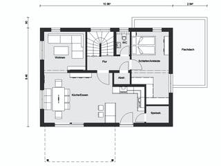 Fertighaus E 20-168.1 - Fertighaus im skandinavischen Landhausstil & Hampton-Flair von SchwörerHaus - Österreich, Grundriss 1