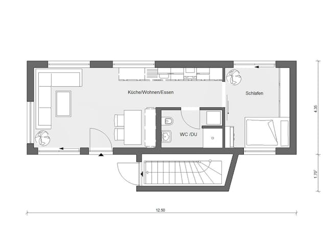 Fertighaus F 10-043.7 - FlyingSpaces Bungalow von SchwörerHaus Schlüsselfertig ab 330857€, Bungalow Grundriss 1