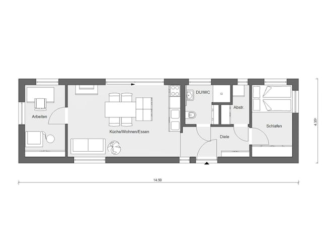 Fertighaus F 10-049.10.1 - Minihaus von SchwörerHaus Schlüsselfertig ab 204674€, Bungalow Grundriss 1