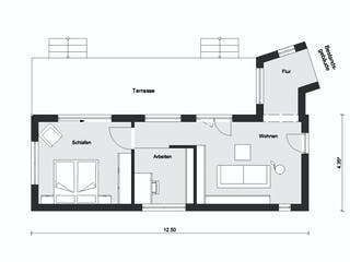 Fertighaus F 10-043.13 - Wohnmodul FlyingSpace als Anbau von SchwörerHaus Schlüsselfertig ab 185273€, Bungalow Grundriss 1