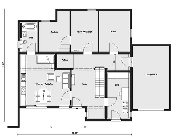 Fertighaus M 20-272.1 - Fertighaus rollstuhlgerecht von SchwörerHaus Schlüsselfertig ab 796469€, Pultdachhaus Grundriss 3