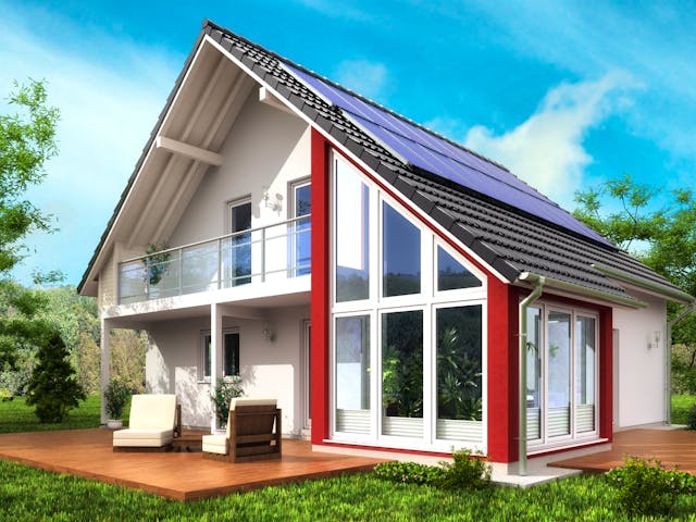 Fertighaus SH 160 WG von ScanHaus Marlow, Satteldach-Klassiker Außenansicht 1