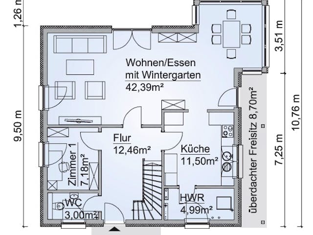 Fertighaus SH 160 WG von ScanHaus Marlow, Satteldach-Klassiker Grundriss 1