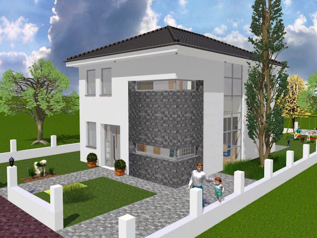 Massivhaus Simple von Wagener Systemhausbau Schlüsselfertig ab 161000€, Stadtvilla Außenansicht 1