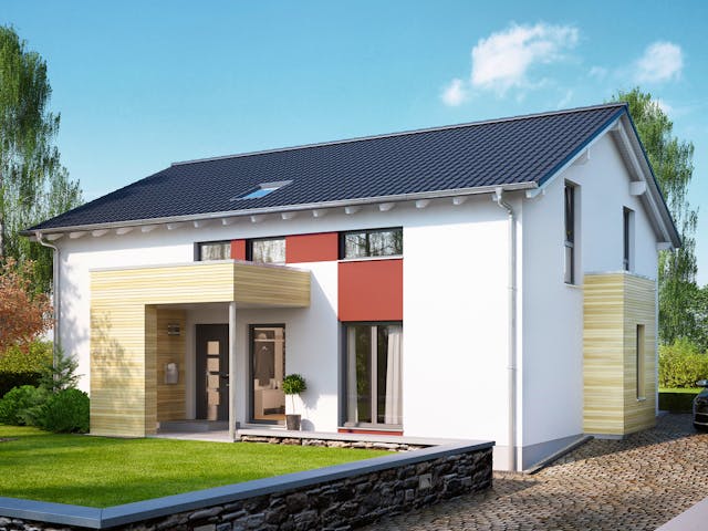 Fertighaus SOLUTION 204 V4 L von Living Fertighaus Schlüsselfertig ab 489357€, Satteldach-Klassiker Außenansicht 1 Fertighaus SOLUTION 204 V4 L von Living Fertighaus Schlüsselfertig ab 489357€, Satteldach-Klassiker Außenansicht 1