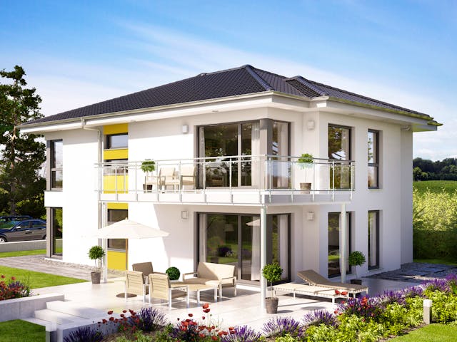 Fertighaus SOLUTION 204 V6 L von Living Fertighaus Schlüsselfertig ab 604843€, Stadtvilla Außenansicht 1