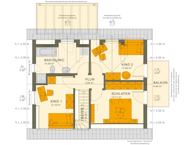 Fertighaus SOLUTION 124 V3 von Living Fertighaus Ausbauhaus ab 92350€, Satteldach-Klassiker Grundriss 2