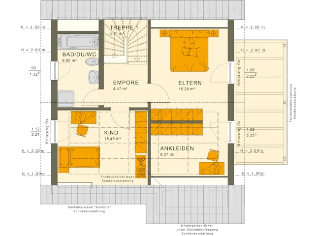 Fertighaus SOLUTION 125 V3 von Living Fertighaus Ausbauhaus ab 92027€, Satteldach-Klassiker Grundriss 2